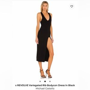 Michael Costello x Revolve bodycon dress in Black. XS